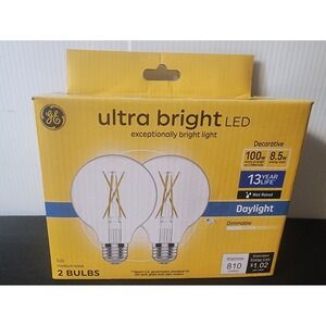 GE G25 Ultra Bright‎ LED Light Bulbs Daylight 100W Med base dimmable  New